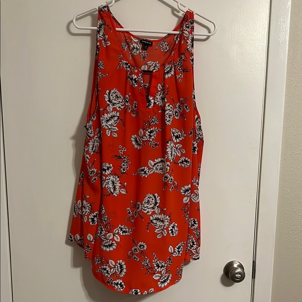 Torrid Orange and White Sleeveless Relaxed Tank Top
